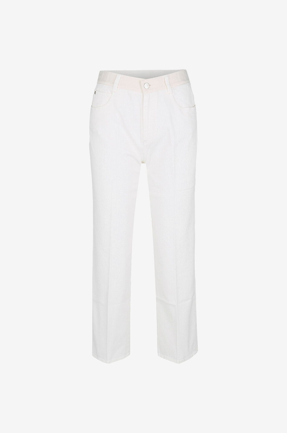 Gerade Jeans mit verkürztem Bein Logo Story On White