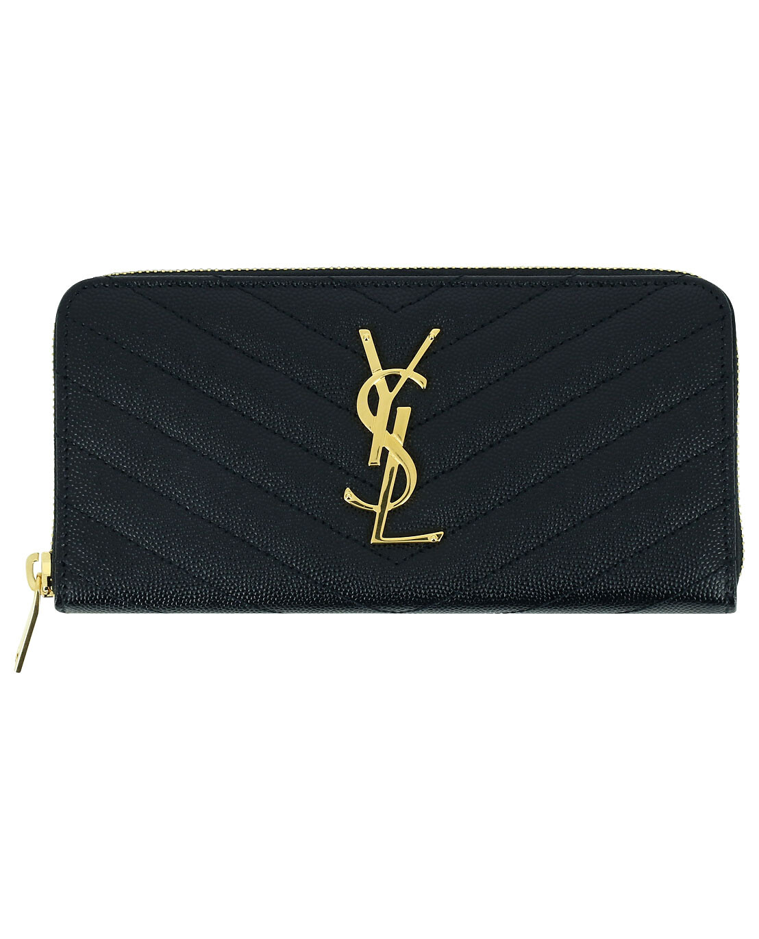 SAINT LAURENT PARIS Monogram long zip wallet in quilted leather Women BLACK 1