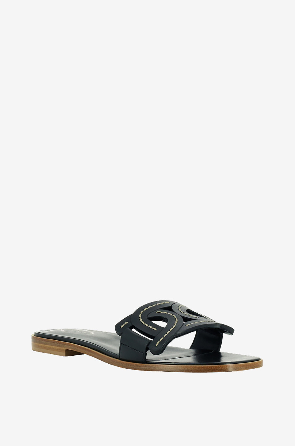 TOD'S Offene flache Pantoletten aus Leder Catena Damen SCHWARZ 1