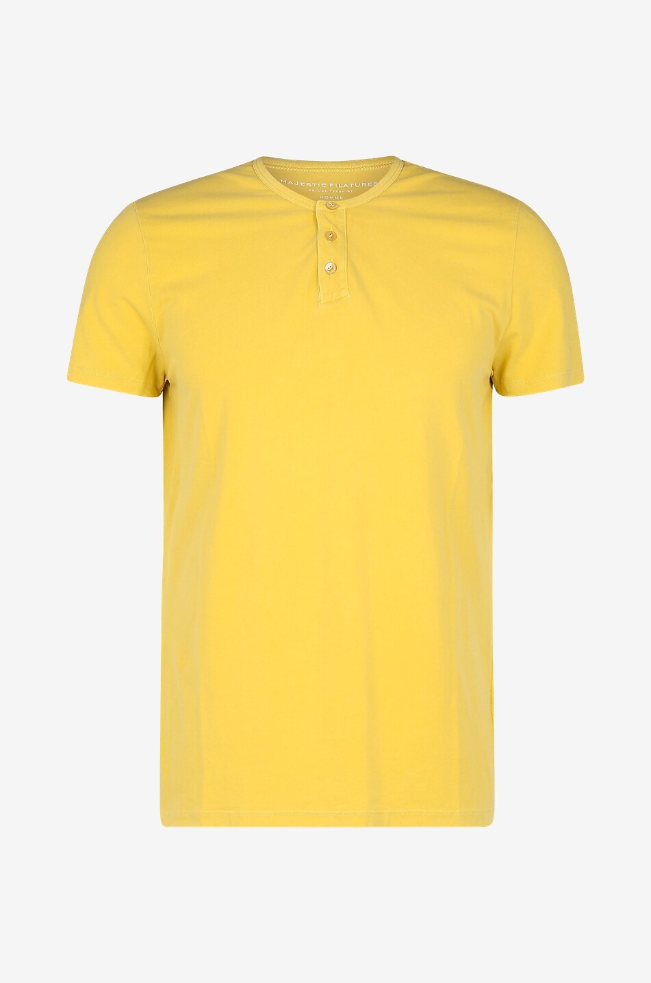 MAJESTIC FILATURES T-shirt à manches courtes et boutons Tunisien Homme JAUNE MOYEN 1