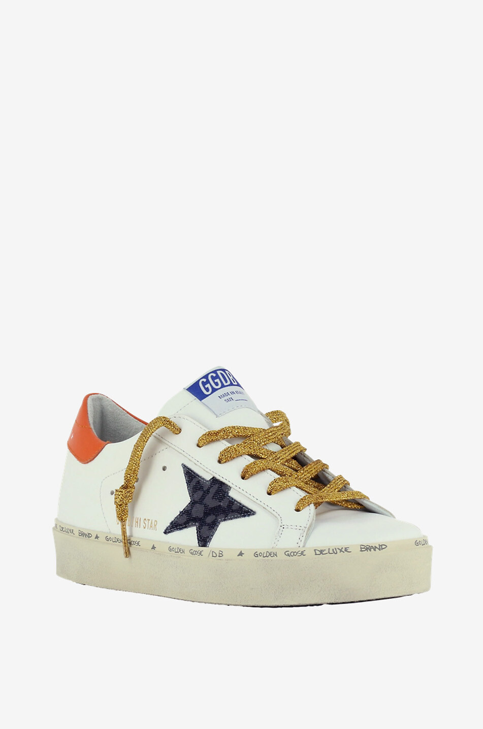 GOLDEN GOOSE Plateau-Schnürsneakers aus Leder mit Leo-Stern Hi Star Damen ORANGE 1