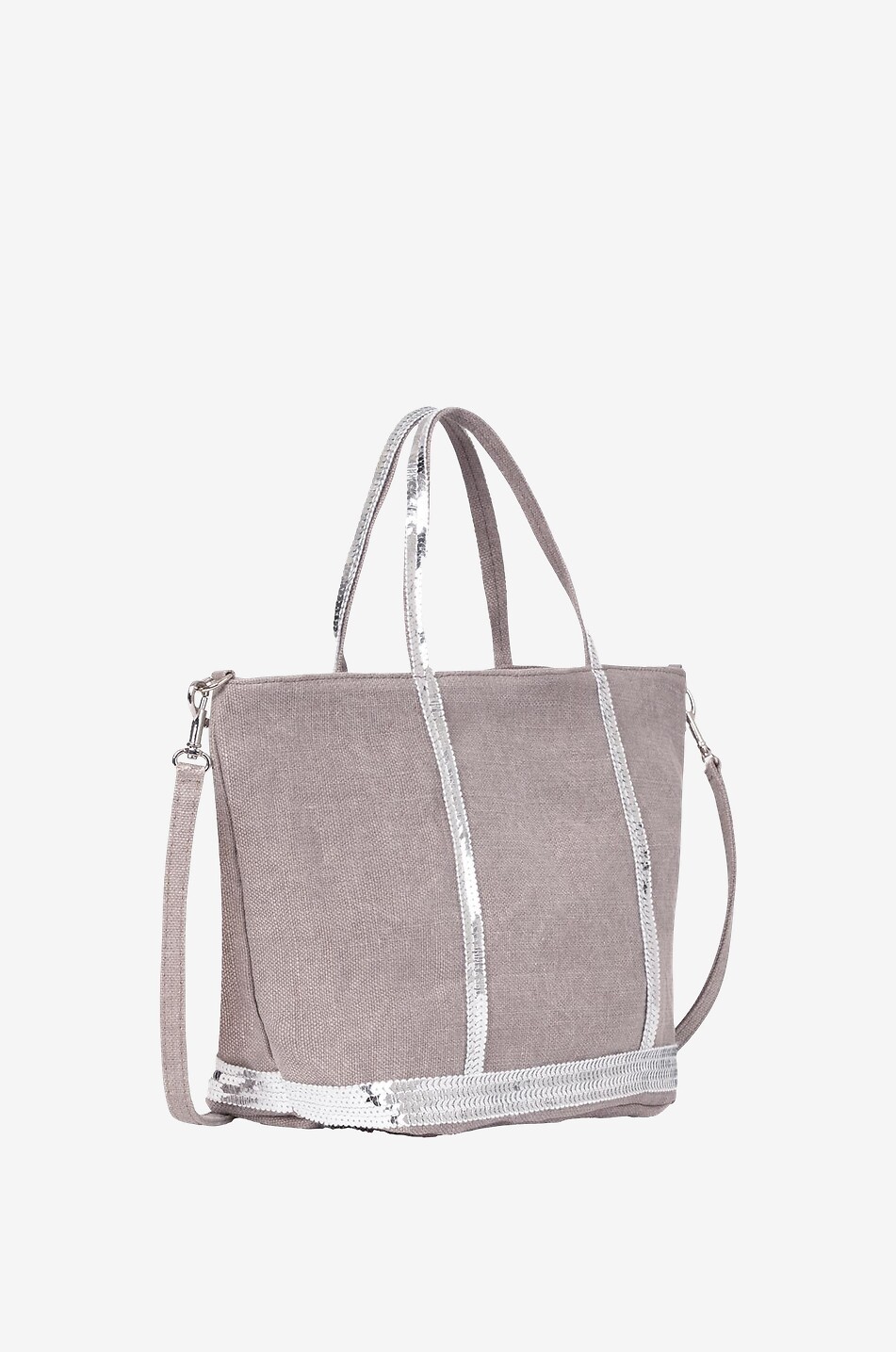 VANESSA BRUNO Petit linen canvas tote bag with sequins Women BROWN 2