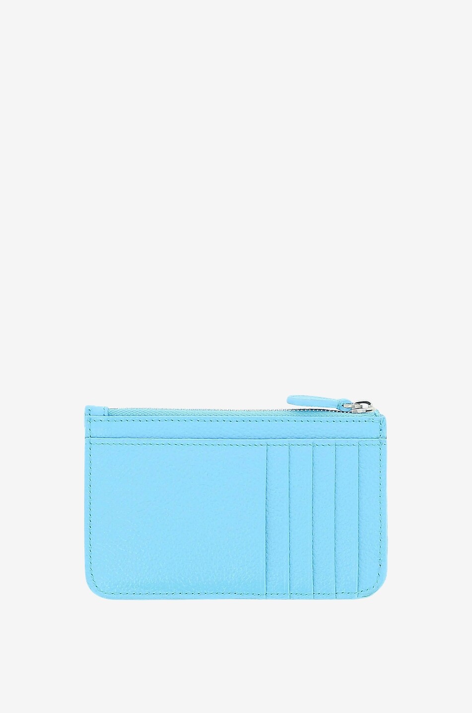 BALENCIAGA Porte-cartes en cuir grainé avec poche zippée Cash Femme BLEU 2