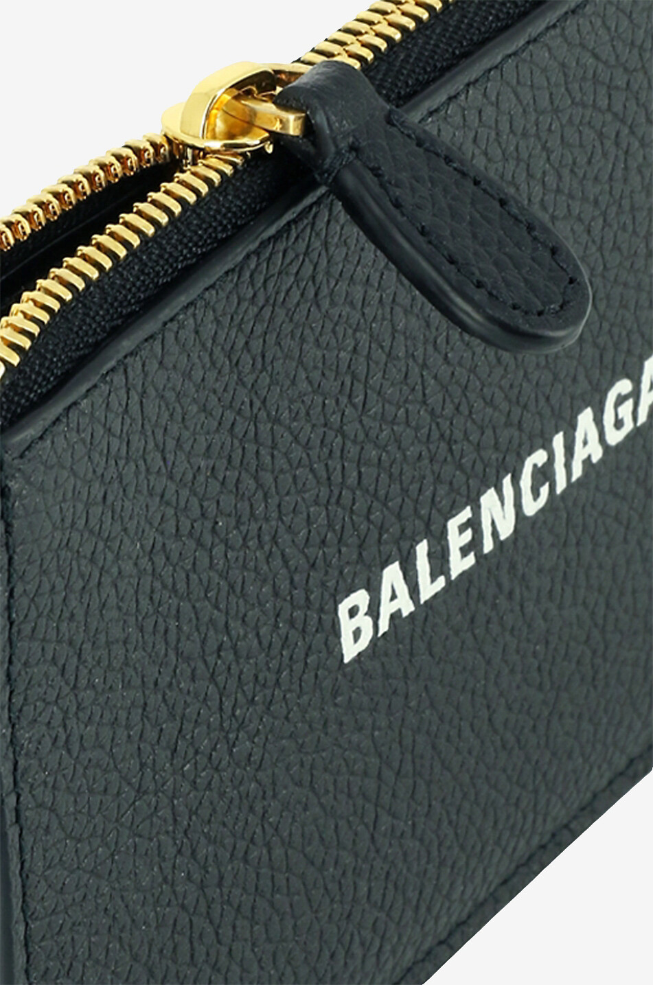 BALENCIAGA Porte-cartes en cuir grainé avec poche zippée Cash Femme NOIR 3