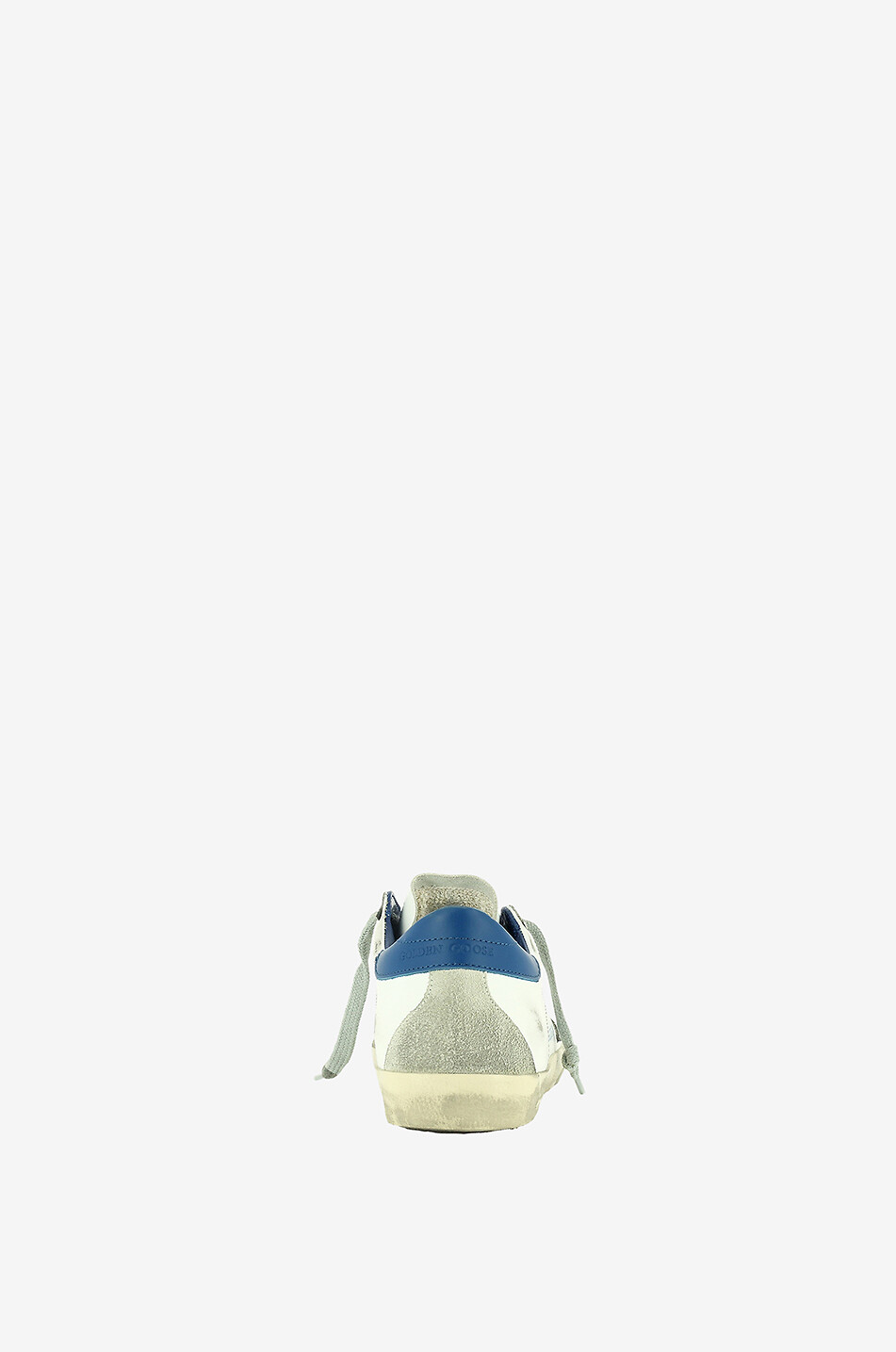 GOLDEN GOOSE Super-Star white and blue leather lace-up sneakers with grey star Women WHITE 4