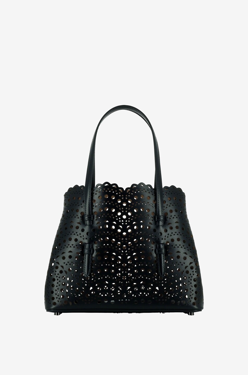 ALAÏA Mina 25 small openwork leather tote bag Women BLACK 1