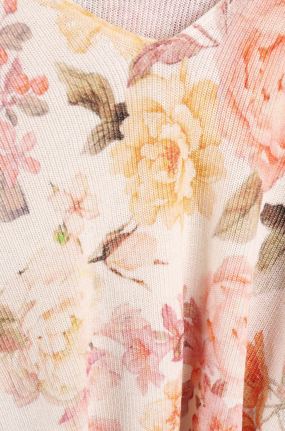 PRINCESS Fein gerippter V-Kragen-Pullover mit Print Vintage Flower Damen BUNT 3