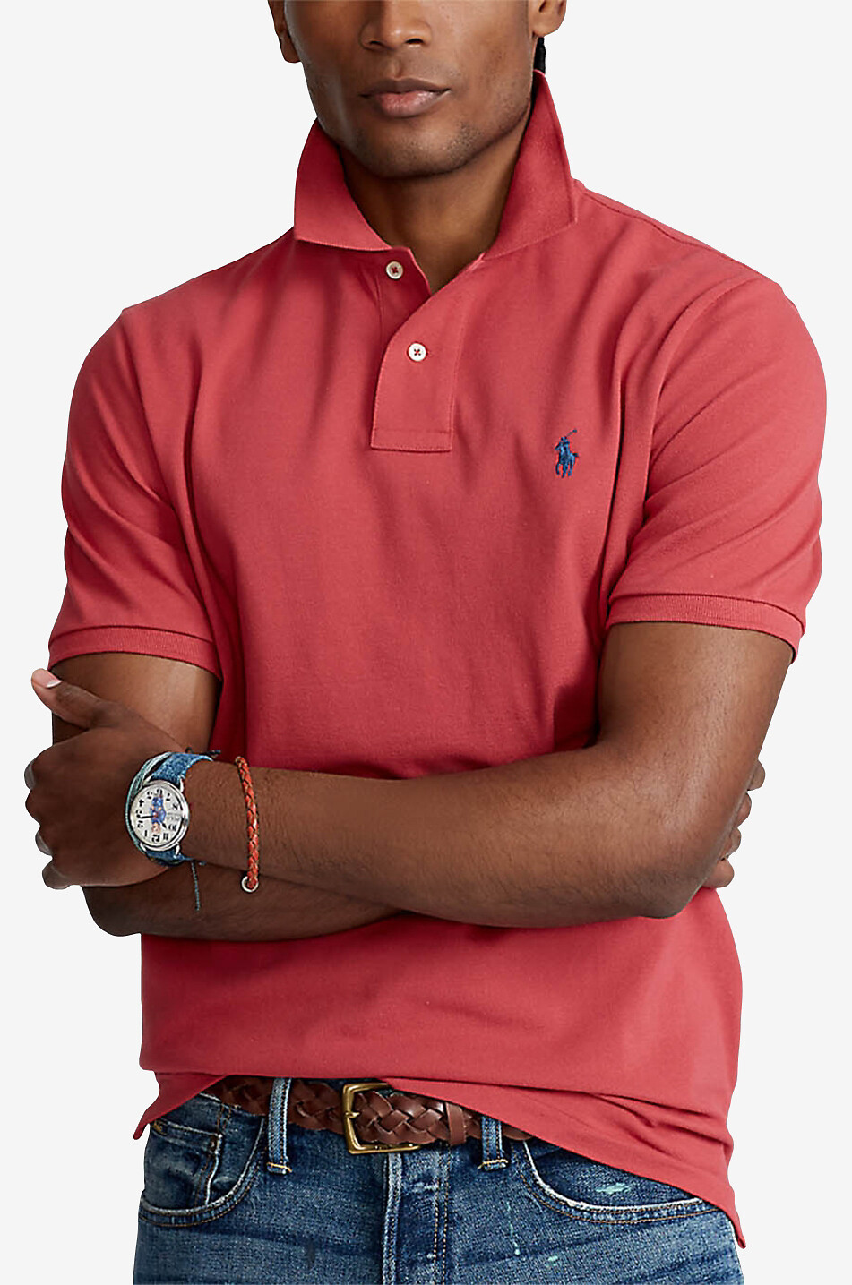 POLO RALPH LAUREN Custom Slim Fit Pony embroidered piqué cotton polo shirt Men RED 3