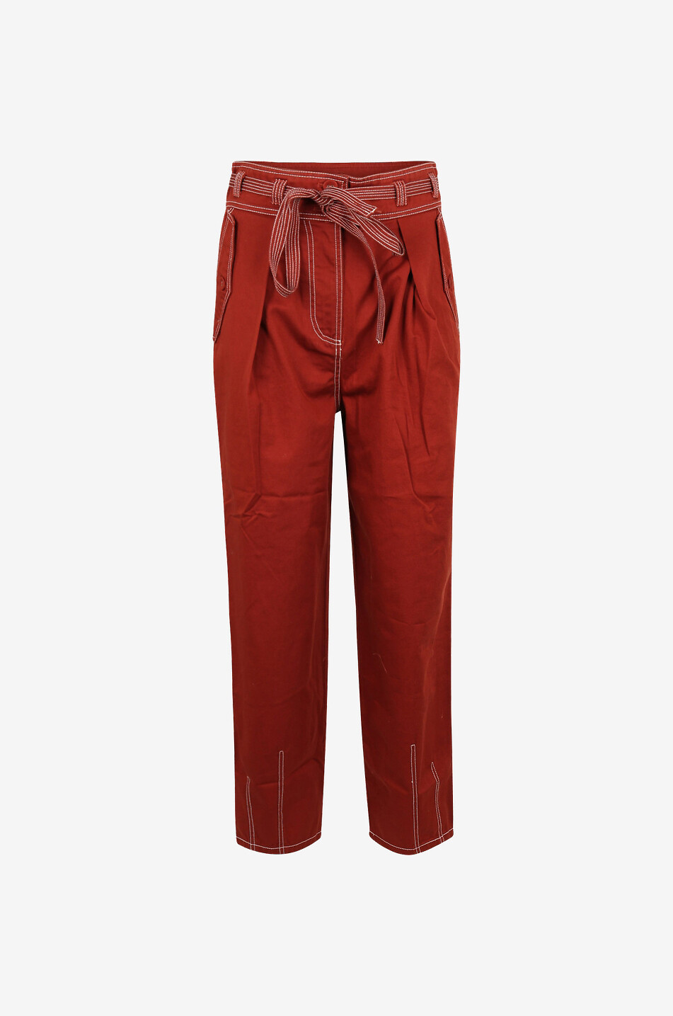 Pantalon carotte taille haute en gabardine Lars