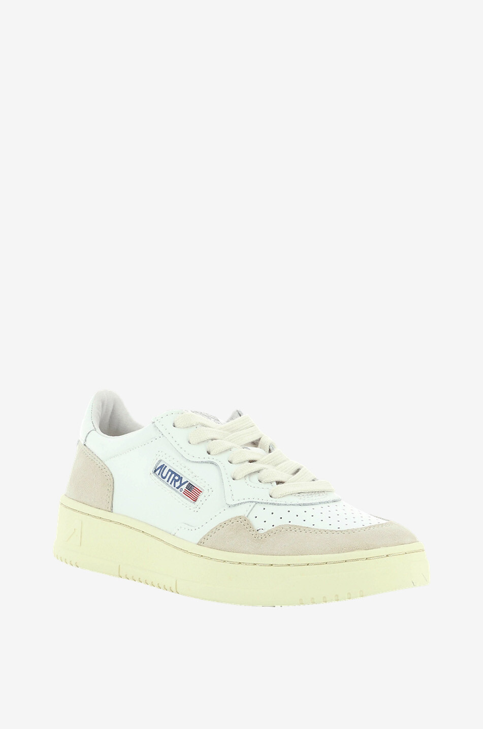 AUTRY Zweifarbige Schnürsneakers aus Leder und Wildleder Medalist Damen WEISS 1