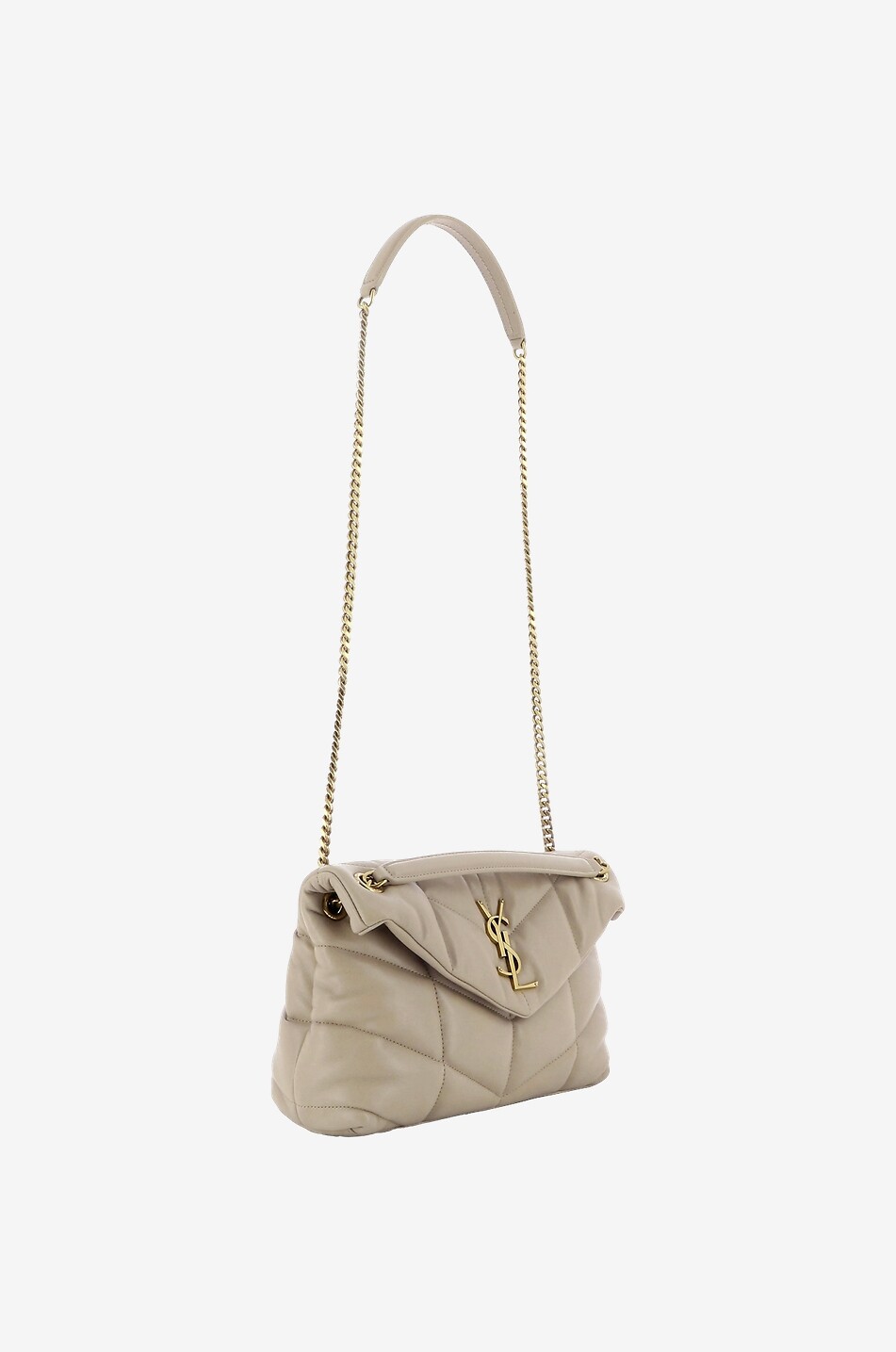 SAINT LAURENT PARIS Sac porté épaule en cuir d'agneau matelassé Puffer Small Femme BEIGE 4