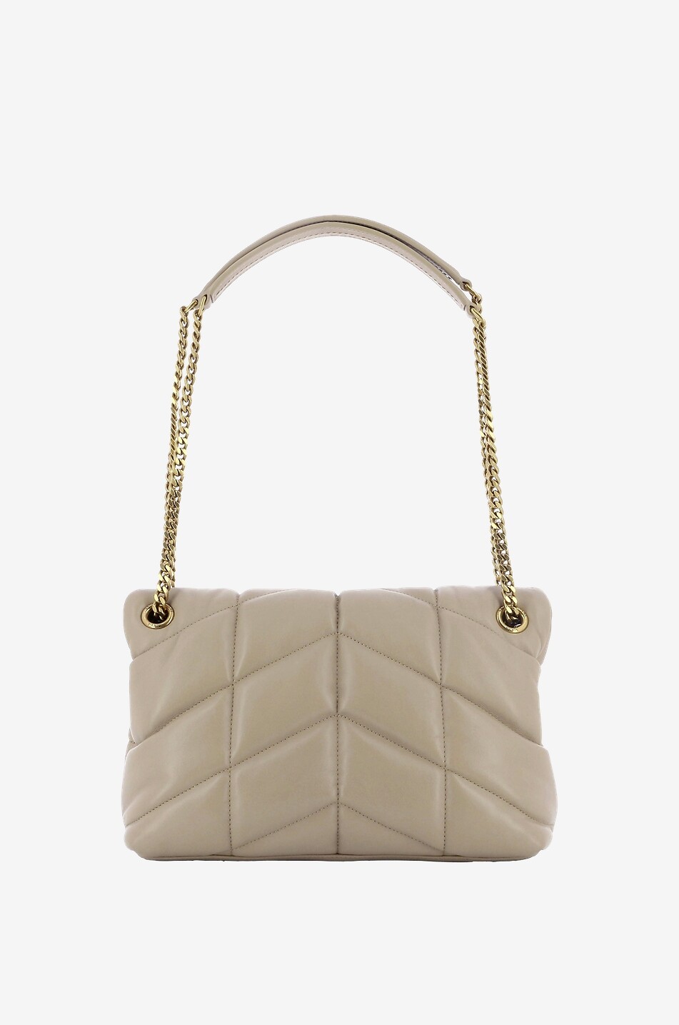 SAINT LAURENT PARIS Sac porté épaule en cuir d'agneau matelassé Puffer Small Femme BEIGE 6