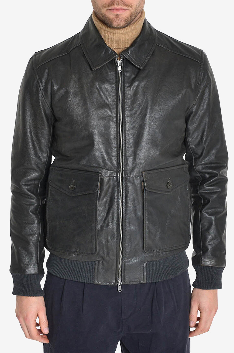 ANDREA D'AMICO Veste en cuir craquelé Myles Homme MARRON FONCÉ 2