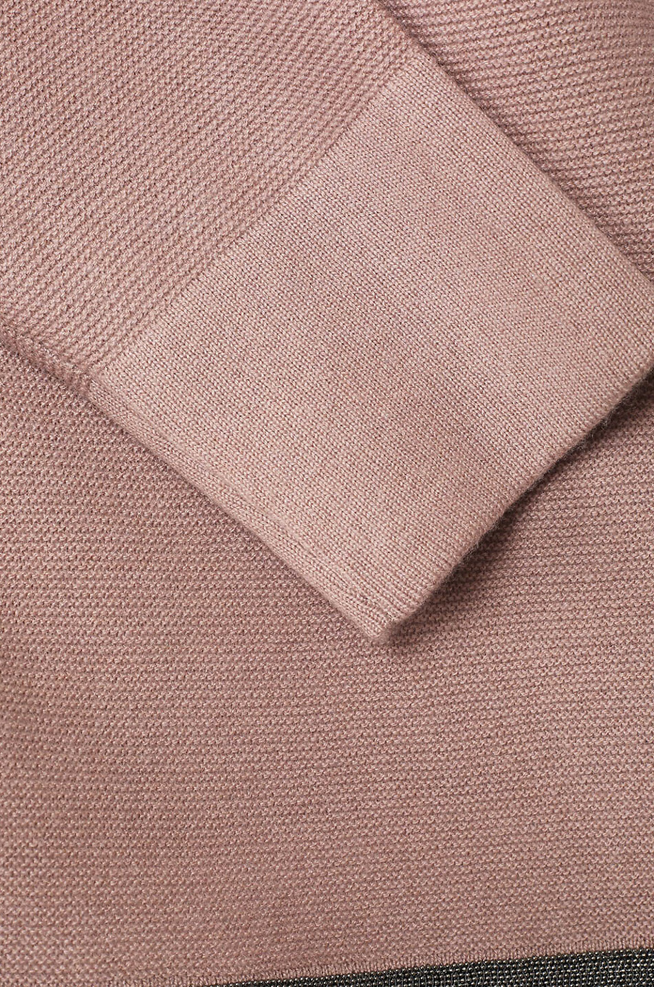 FABIANA FILIPPI Cardigan capuche ouvert en cachemire brodé perles Femme ROSE MOYEN 3