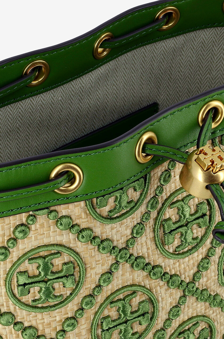 Green store Tory Burch leather shoulder bag