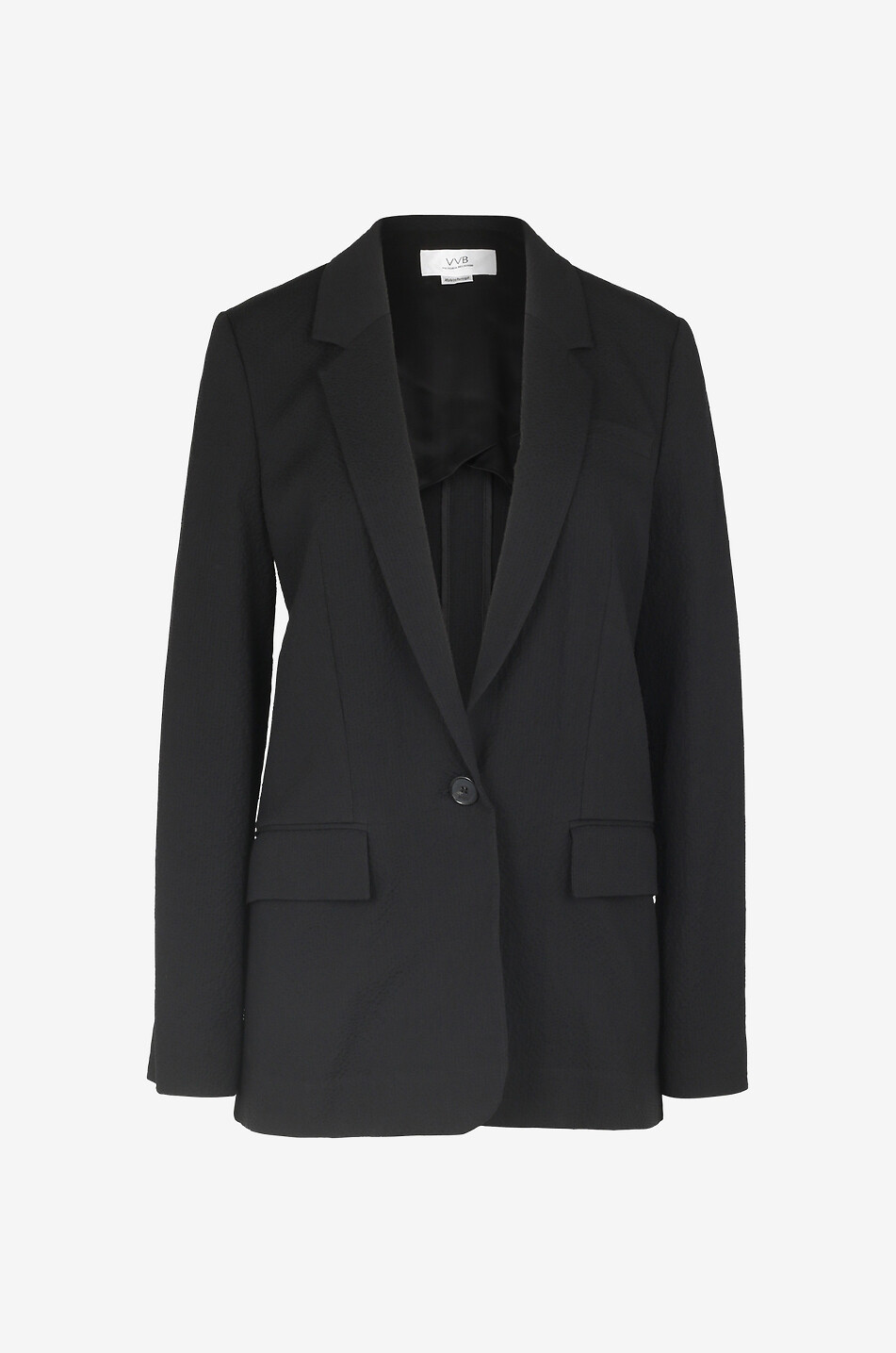 VICTORIA VICTORIA BECKHAM Blazer à boutonnage simple en seersucker de coton Femme NOIR 1