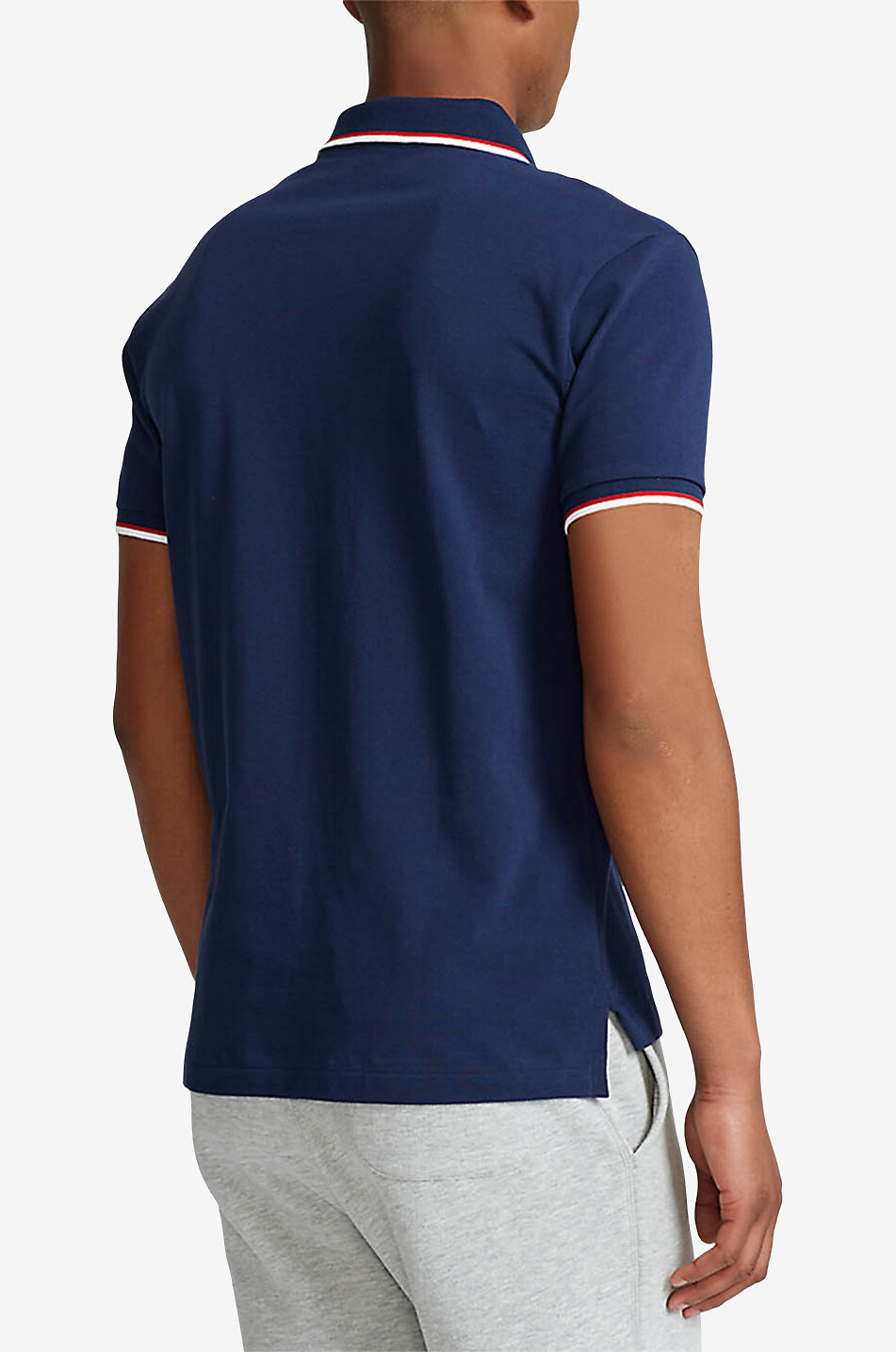 POLO RALPH LAUREN Custom Slim Pony contrast stripe short-sleeved polo shirt Men BLUE 4