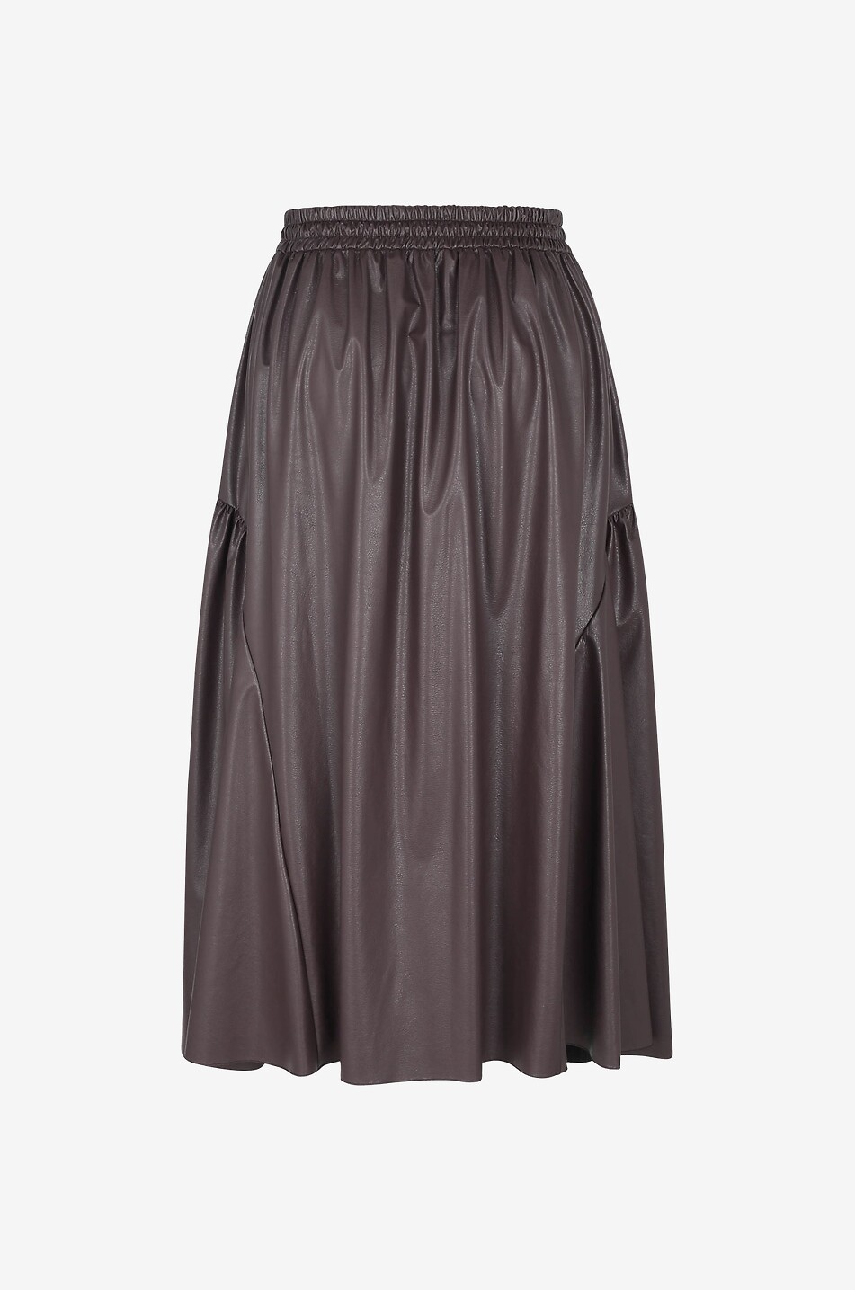 FABIANA FILIPPI Jupe midi évasée en cuir synthétique à plis godet Femme VIOLET FONCÉ 2