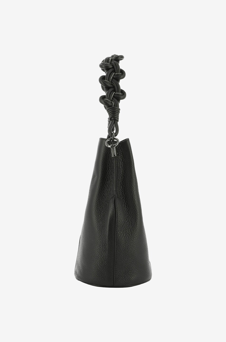 FABIANA FILIPPI Bucket-Tasche aus genarbtem Leder mit geflochtenem Bügel Damen SCHWARZ 4