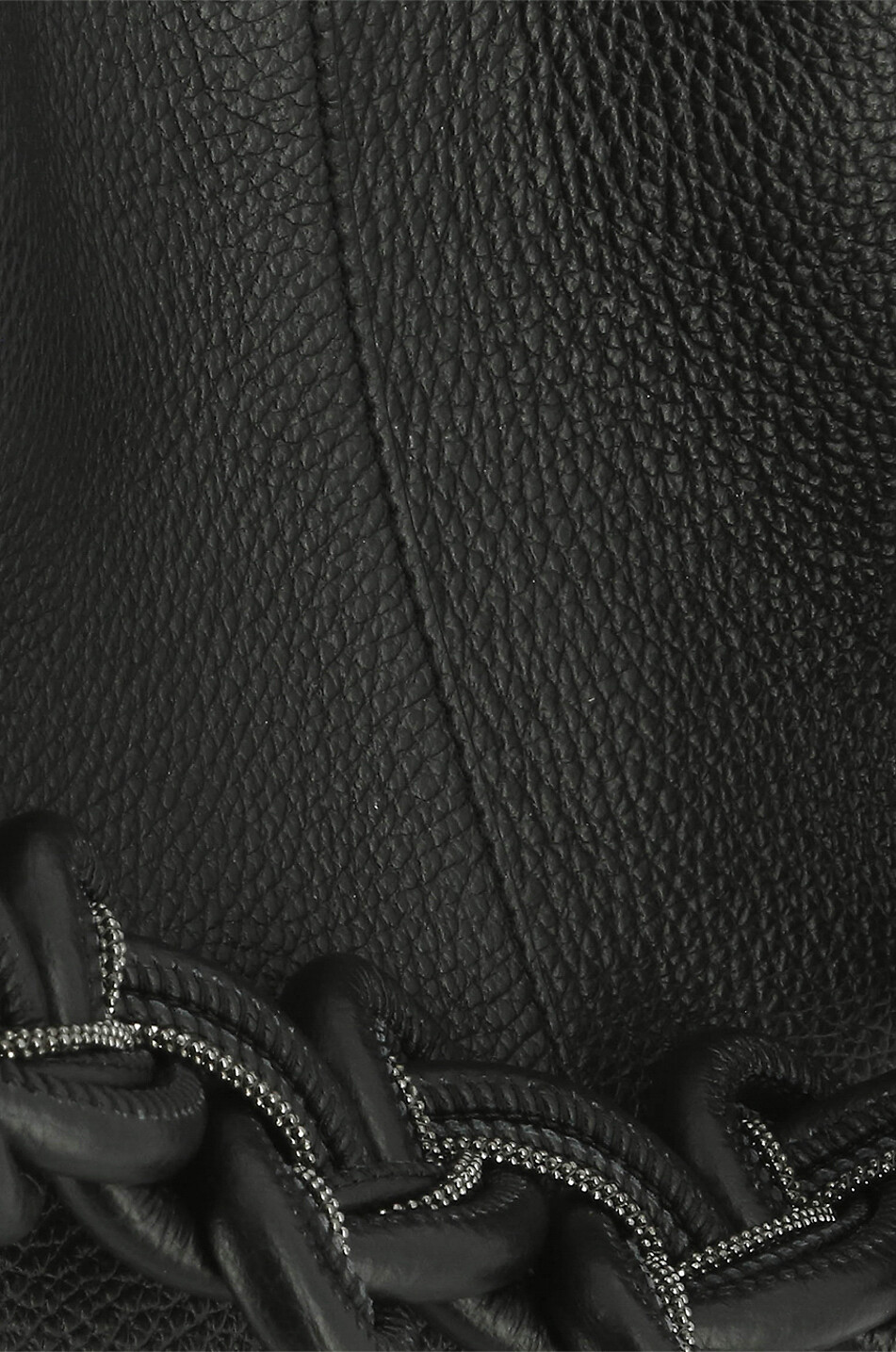 FABIANA FILIPPI Bucket-Tasche aus genarbtem Leder mit geflochtenem Bügel Damen SCHWARZ 6