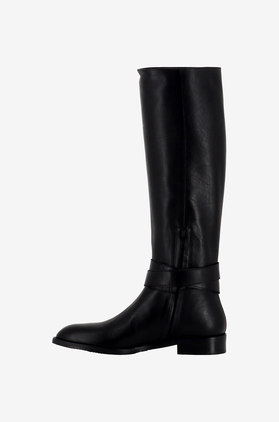 BONGENIE Velma 30 flat leather boots with buckle Women BLACK 3