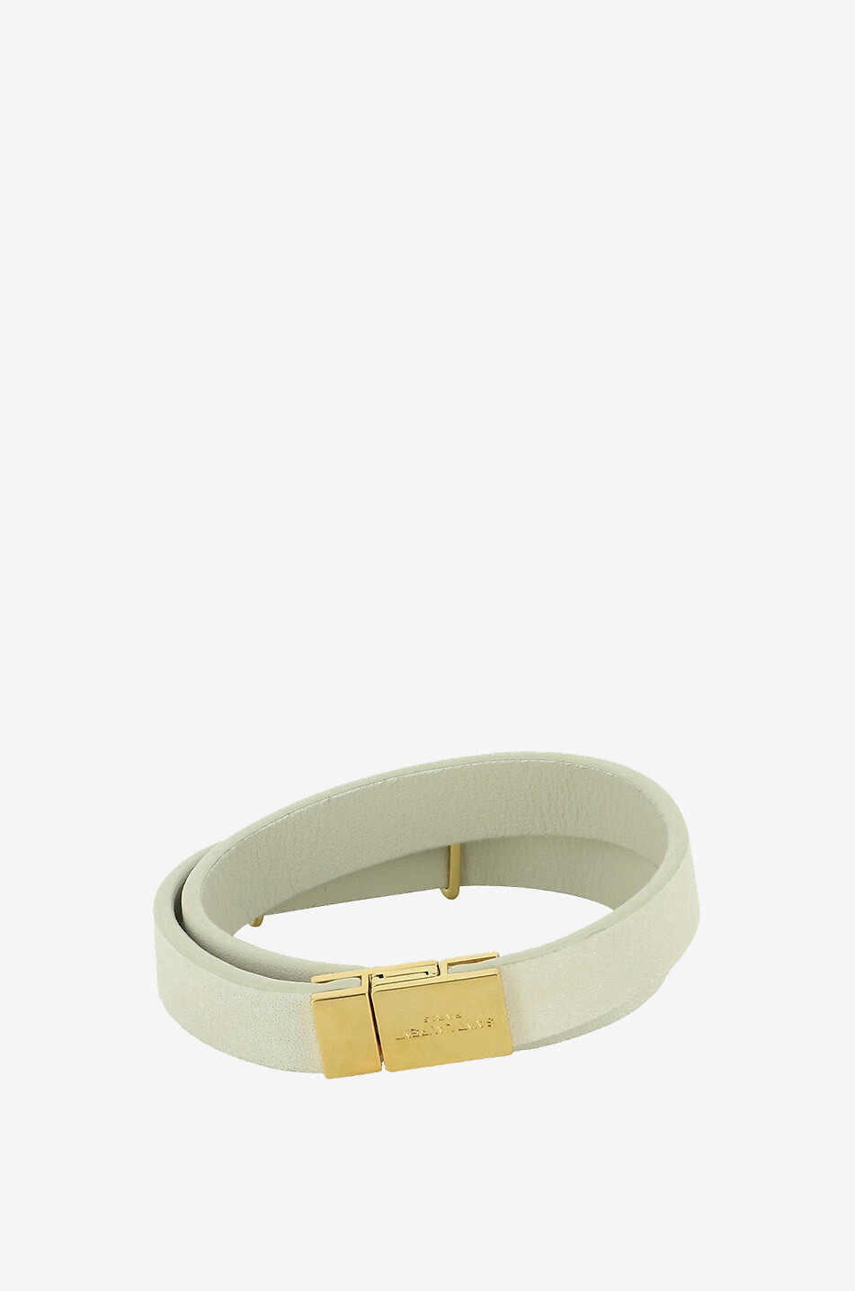 SAINT LAURENT PARIS Bracelet en cuir Opyum Double Wrap Femme BLANC CASSE 2