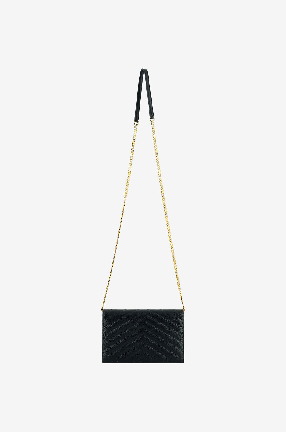 SAINT LAURENT PARIS Envelope Chain Wallet grain de poudre leather shoulder bag Women BLACK 3
