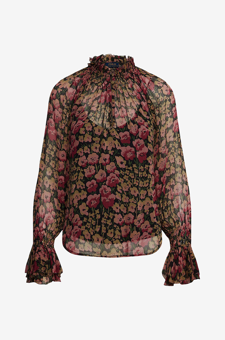Flower printed sheer blouse