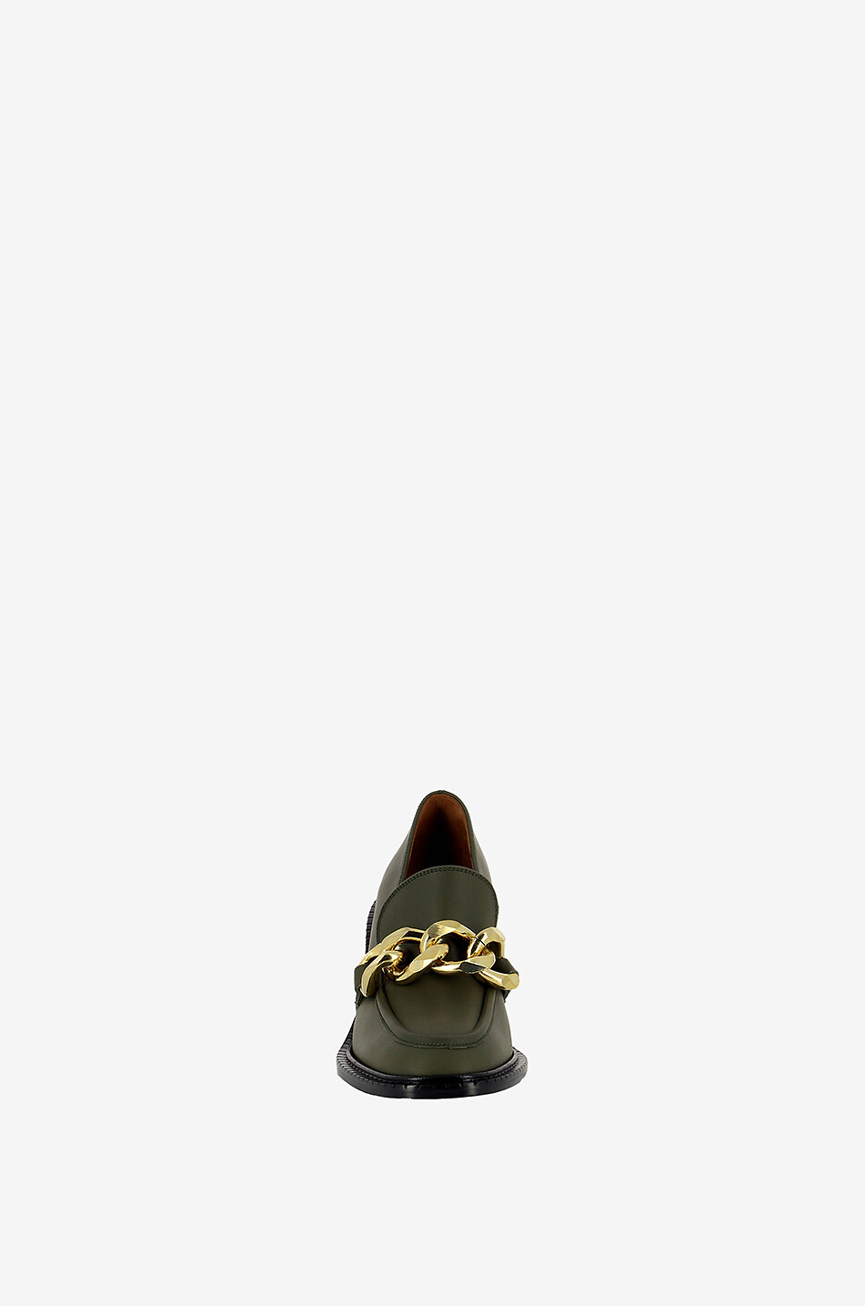 ATP ATELIER Osimo 70 smooth leather heeled loafers with chain Women KHAKI 2