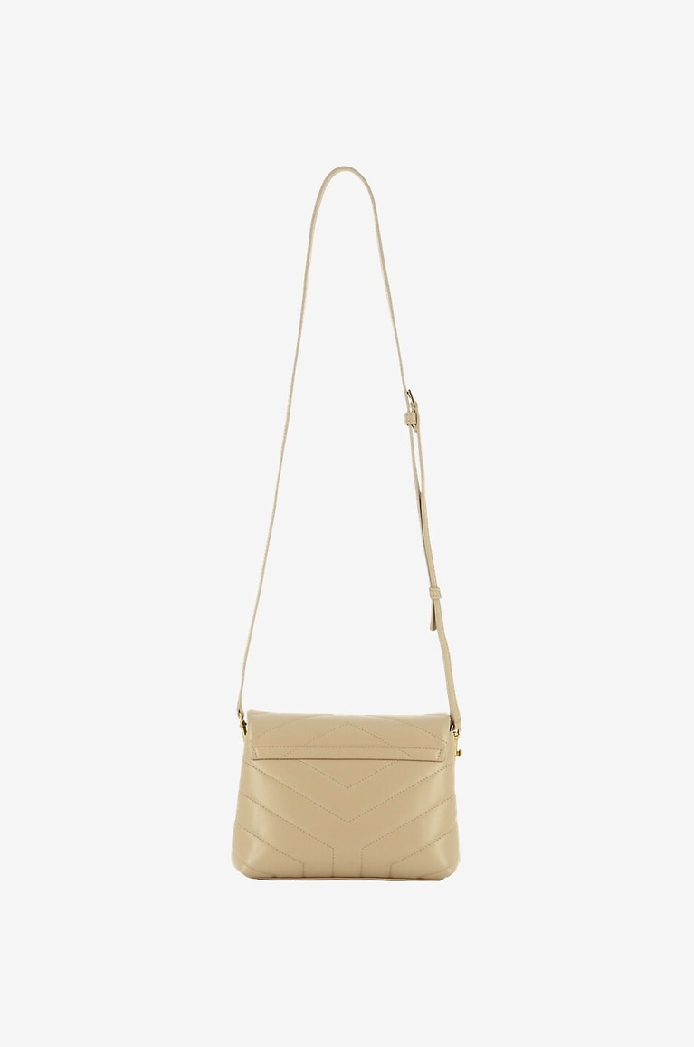 SAINT LAURENT PARIS Sac porté épaule en cuir lisse matelassé Loulou Toy Femme BEIGE 3