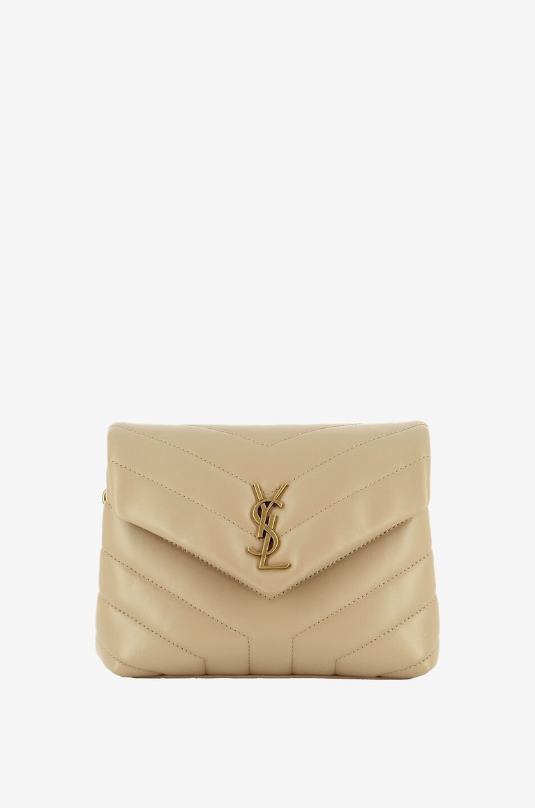 SAINT LAURENT PARIS Sac porté épaule en cuir lisse matelassé Loulou Toy Femme BEIGE 1