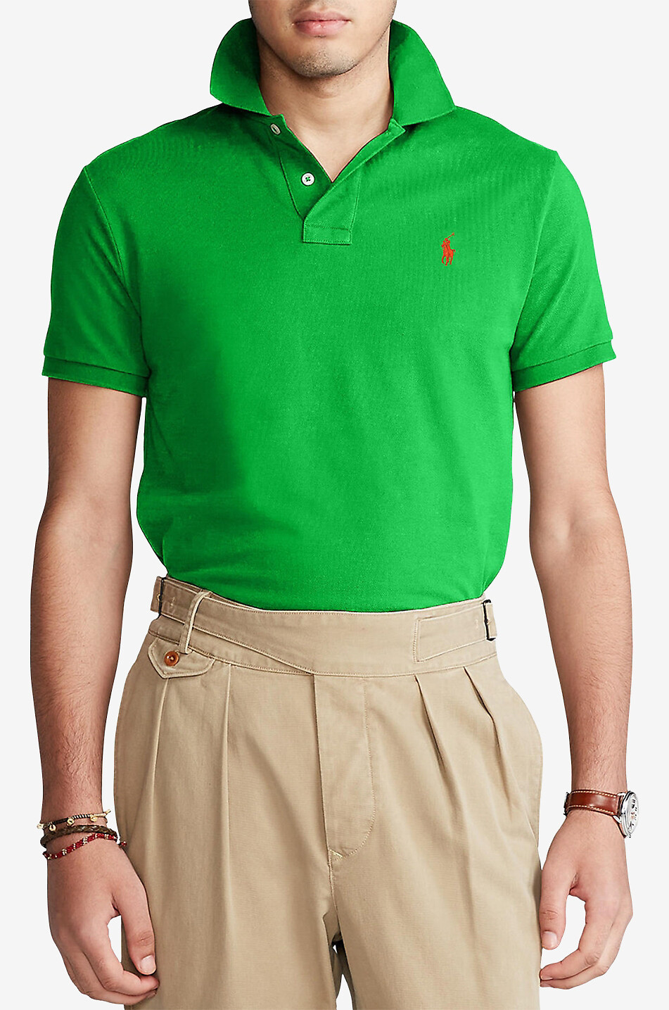 Polohemd aus Baumwollpiqué mit Pony-Stickerei Custom Slim Fit