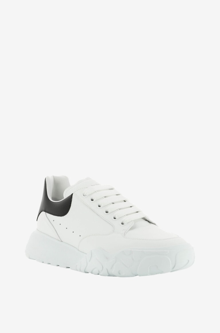 ALEXANDER McQUEEN Court bicolour leather lace-up low-top sneakers Men WHITE 1