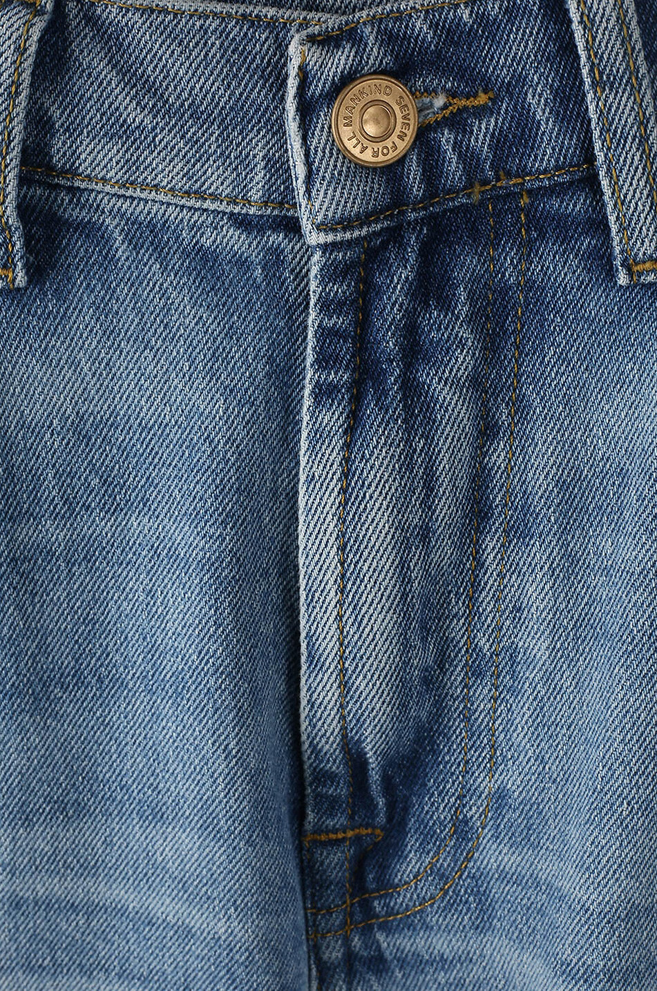 7 FOR ALL MANKIND Jean droit raccourci effiloché Logan Stove Pipe Vibe Femme BLEU MOYEN 3