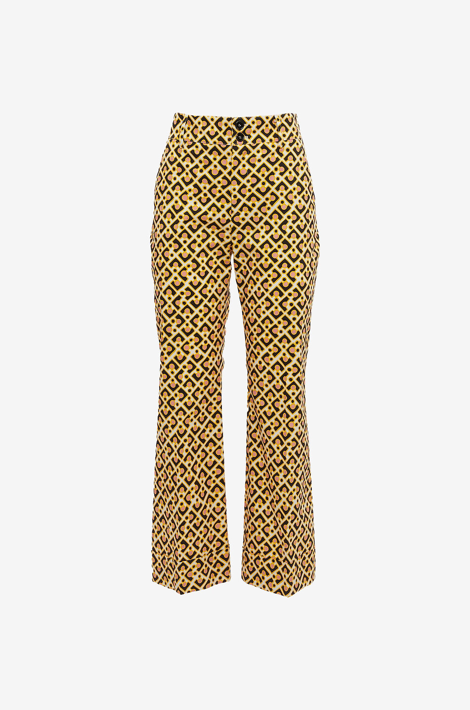 LA DOUBLEJ Pantalon taille haute évasé raccourci Hendrix Puzzle Rosa Femme JAUNE 1