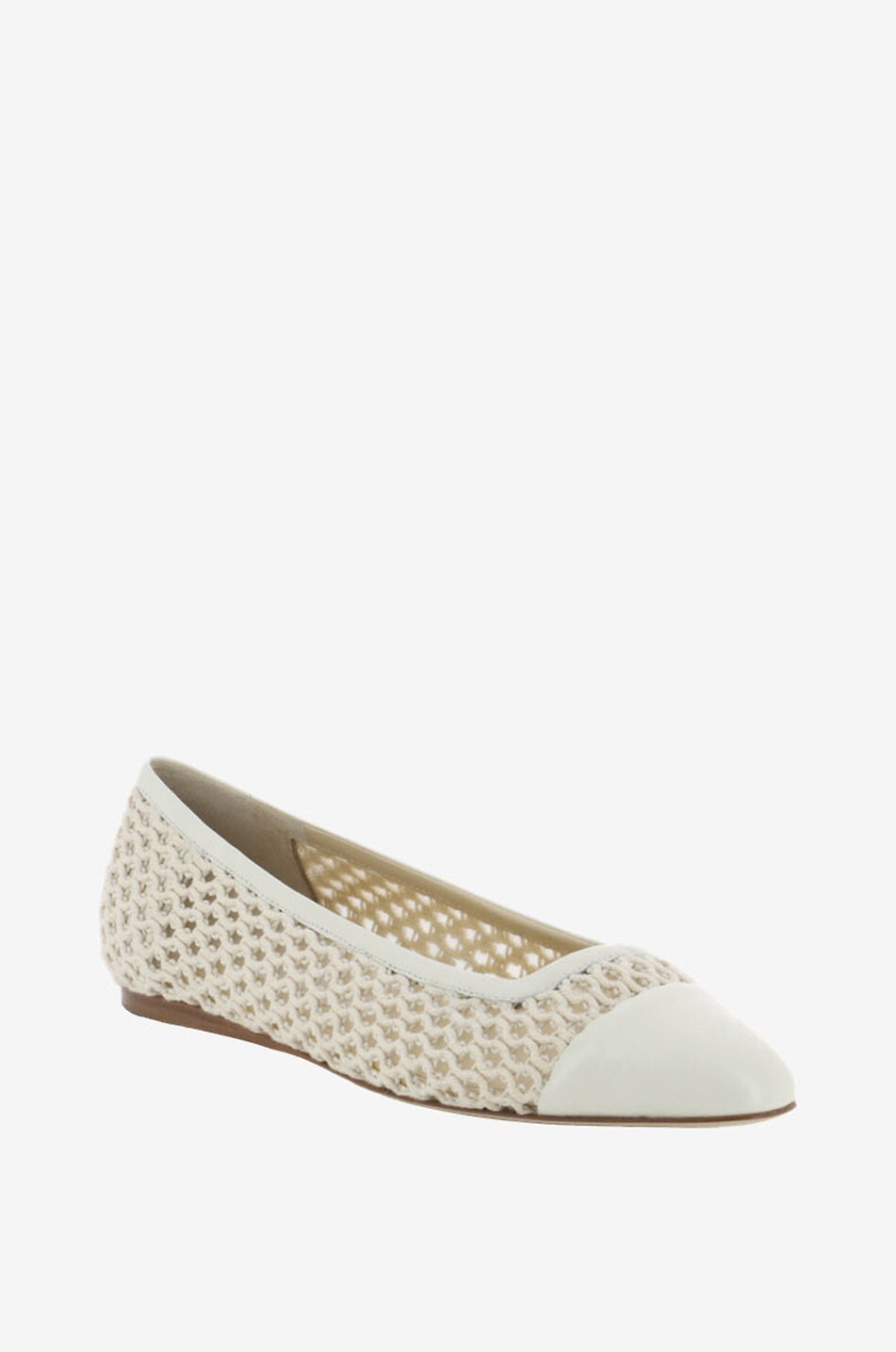 JIMMY CHOO Geflochtene Ballerinas aus Stoff und Leder Watson Flat Damen CREMEFARBEN 1