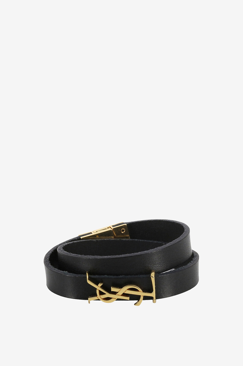 SAINT LAURENT PARIS Opyum double leather bracelet Women BLACK 1