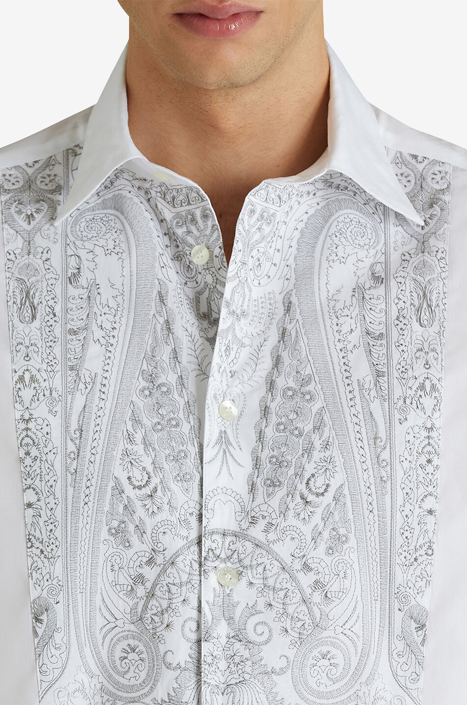 ETRO Hemd mit Paisley-besticktem Latz Herren WEISS 5
