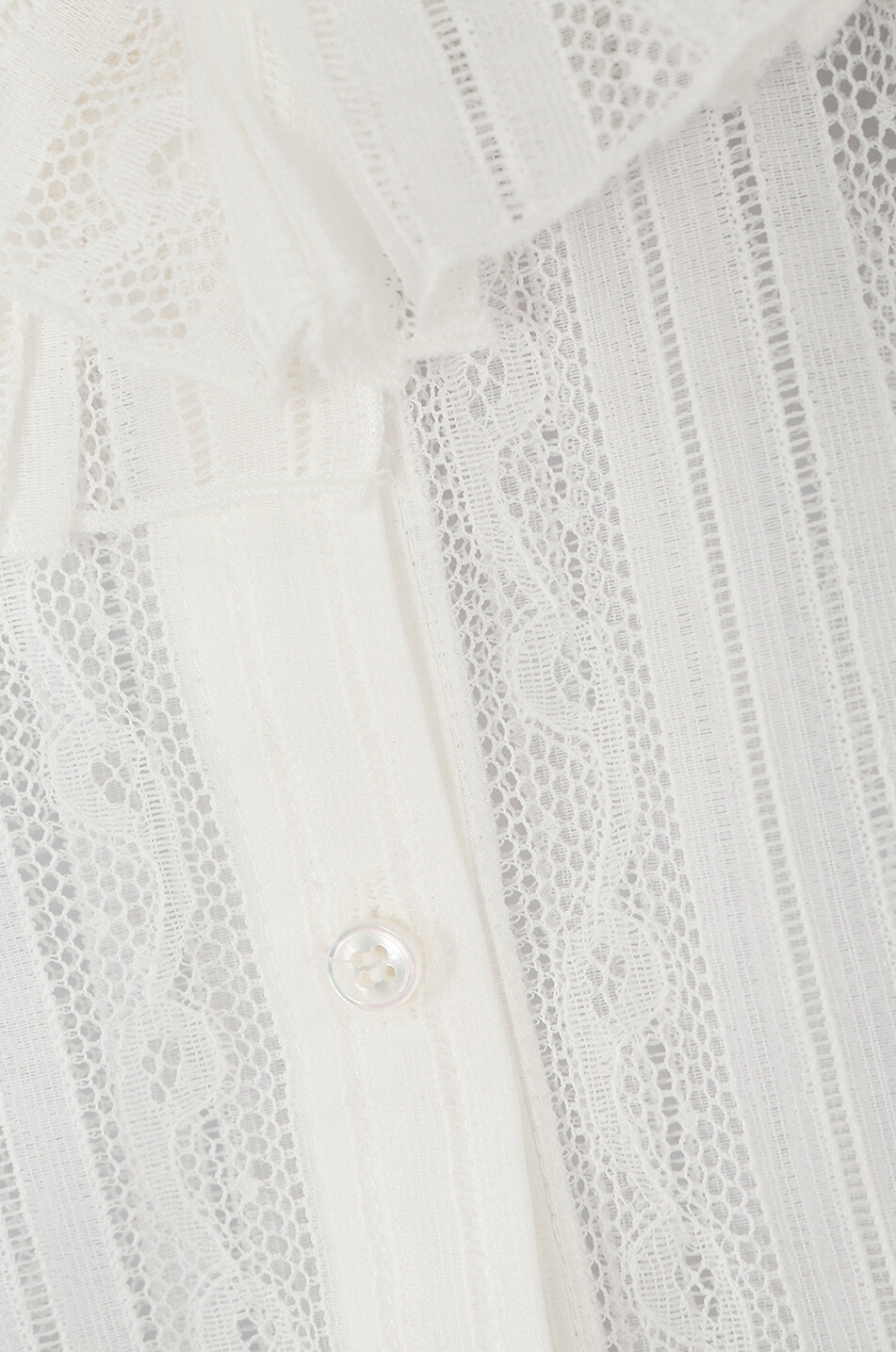 SAINT LAURENT PARIS Fitted lace shirt with frill collar Women EGGSHELL 4