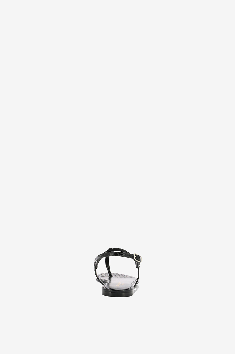 SAINT LAURENT PARIS Cassandra 05 croc embossed flat leather sandals Women BLACK 4