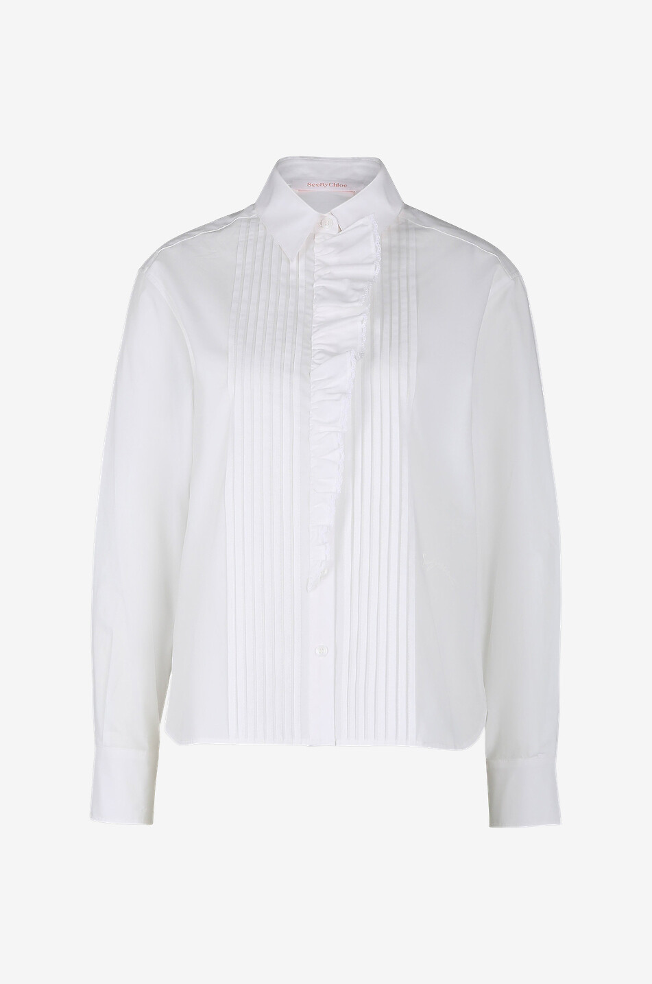 Chemise à nervures, volants et dentelle