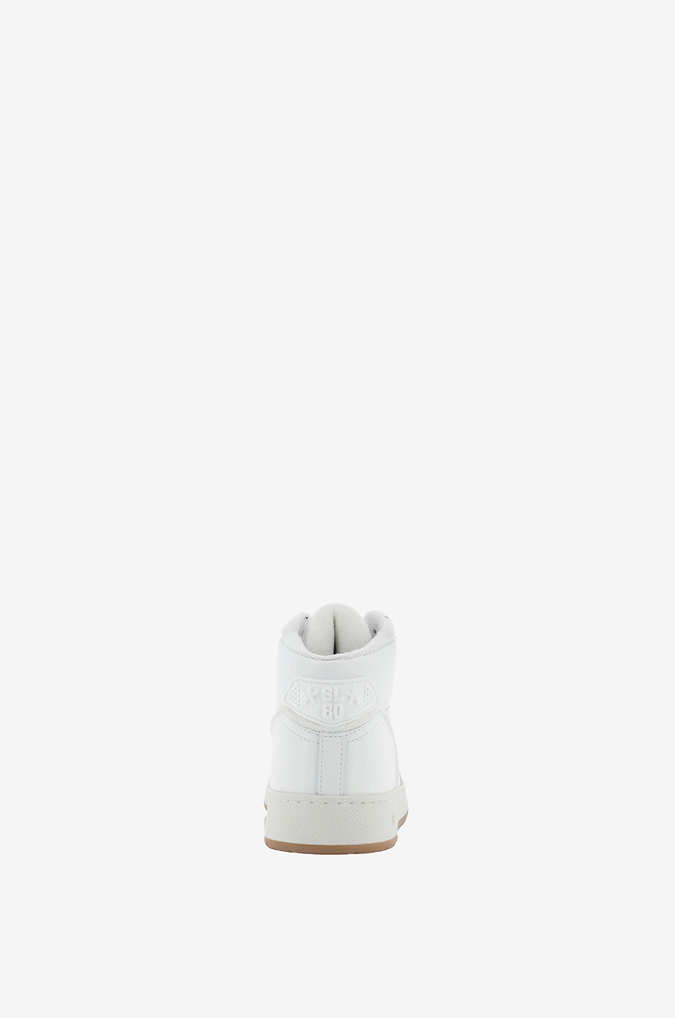 SAINT LAURENT PARIS SL80 Mid-Top rising smooth and grained leather sneakers Women WHITE 4