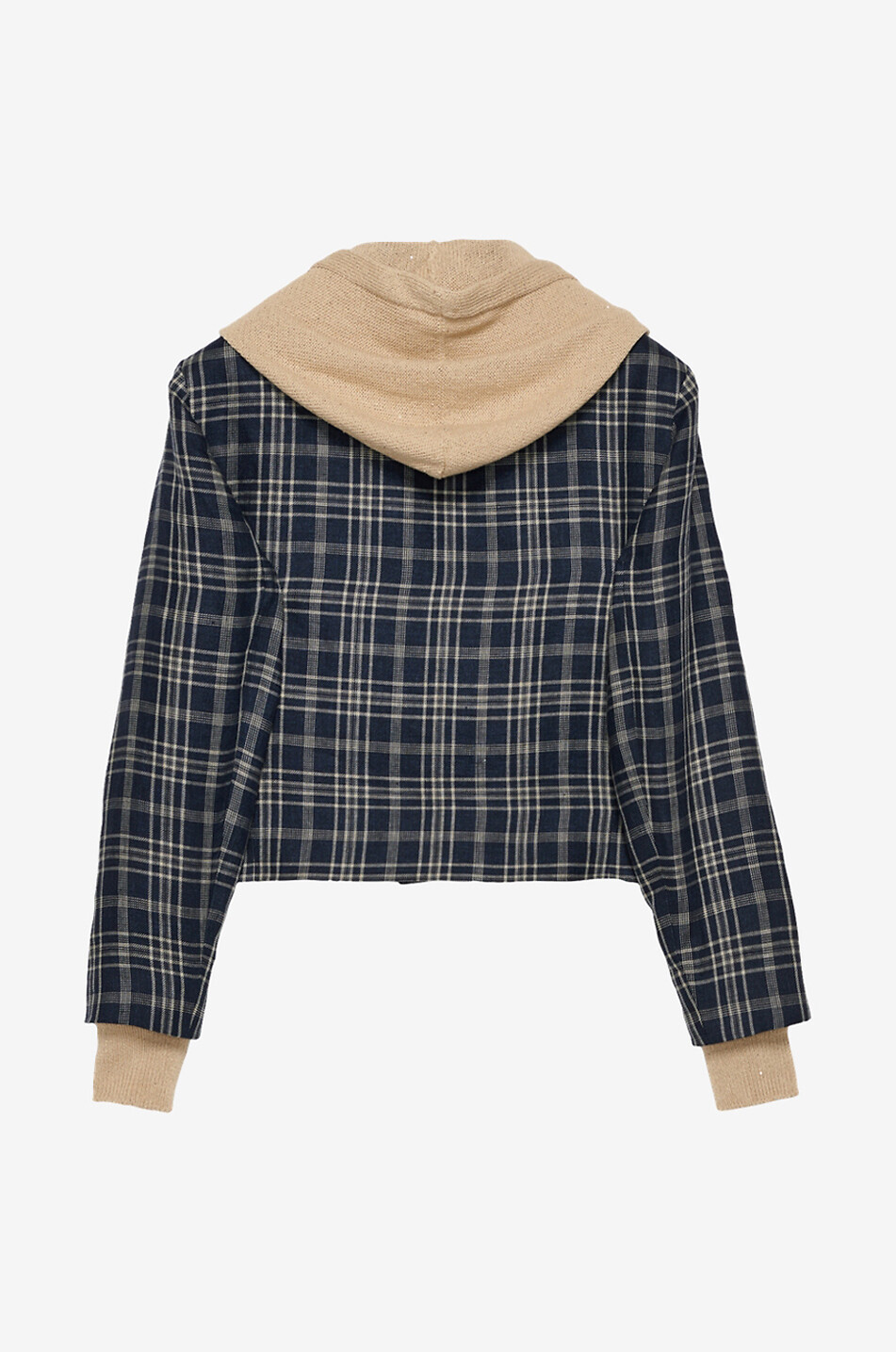 FABIANA FILIPPI Cropped checked linen jacket with knit hood Women MULTI COLOURED 2