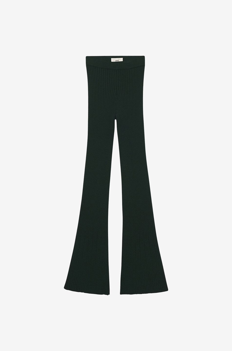 AMI Legging évasé en maille côtelée Femme VERT FONCÉ 1