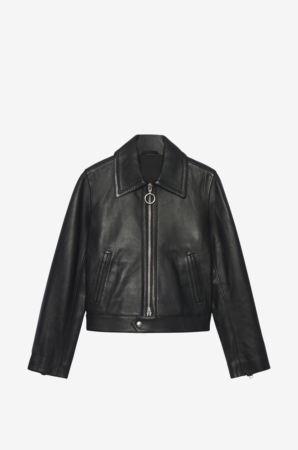 Veste zippée en cuir nappa