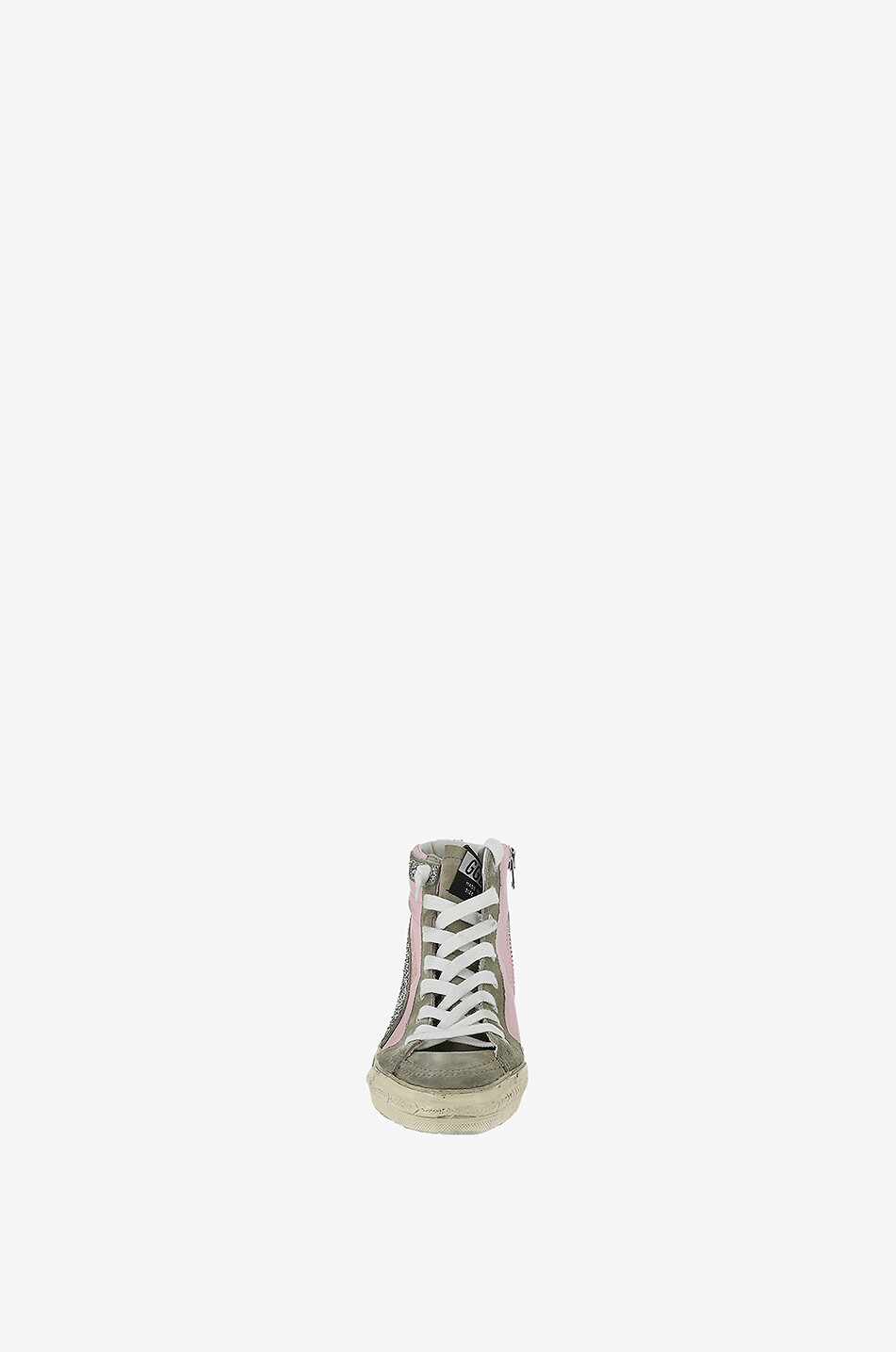 GOLDEN GOOSE Baskets montantes vieillies en cuir Slide Femme ROSE 2