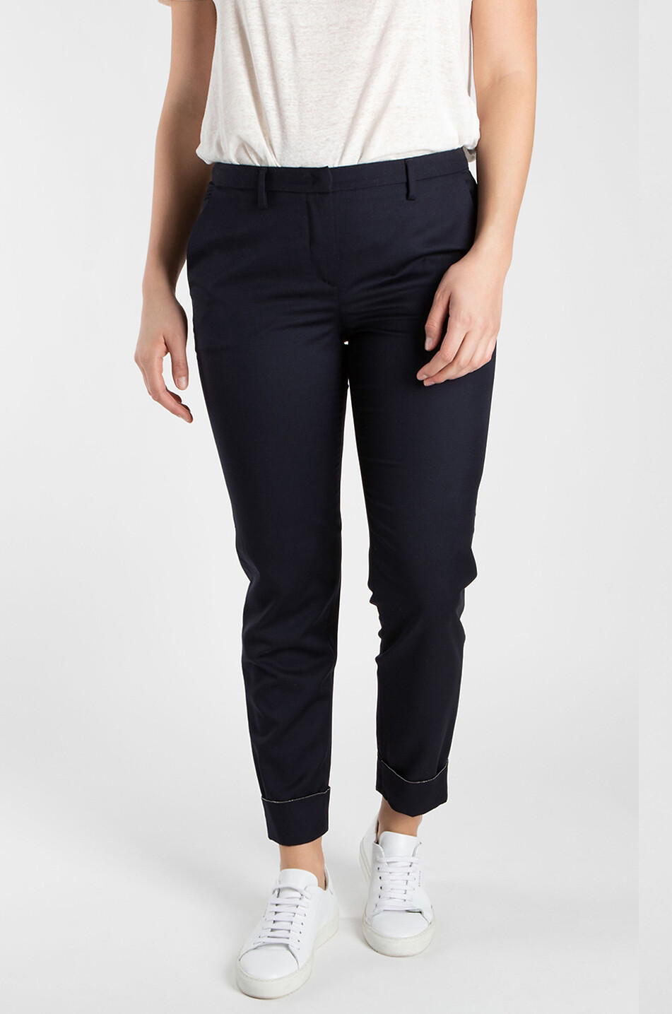 FABIANA FILIPPI Pantalon droit racourci en laine Cool Wool Montefalco Femme BLEU FONCE 5