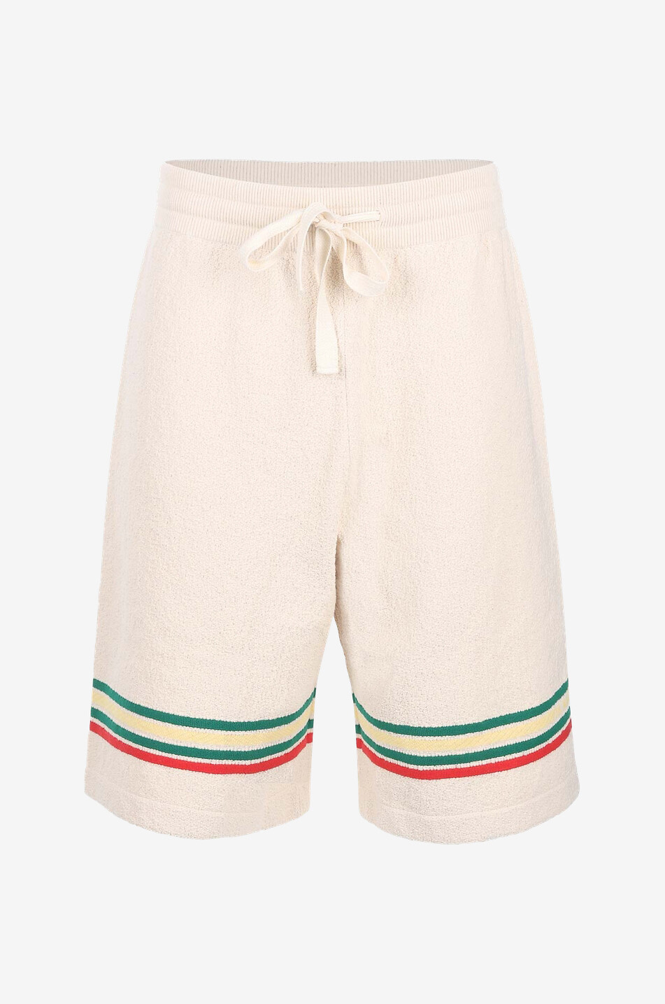 Stripe adorned terry cotton Bermuda shorts