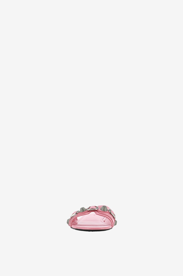 BALENCIAGA Flache Pantoletten aus Arenaleder Cagole Damen ROSA 2