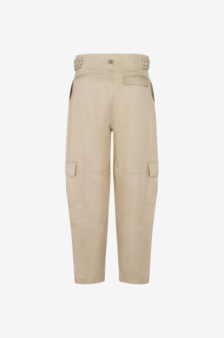 TWINSET Cargo carrot trousers in cotton Women BEIGE 2